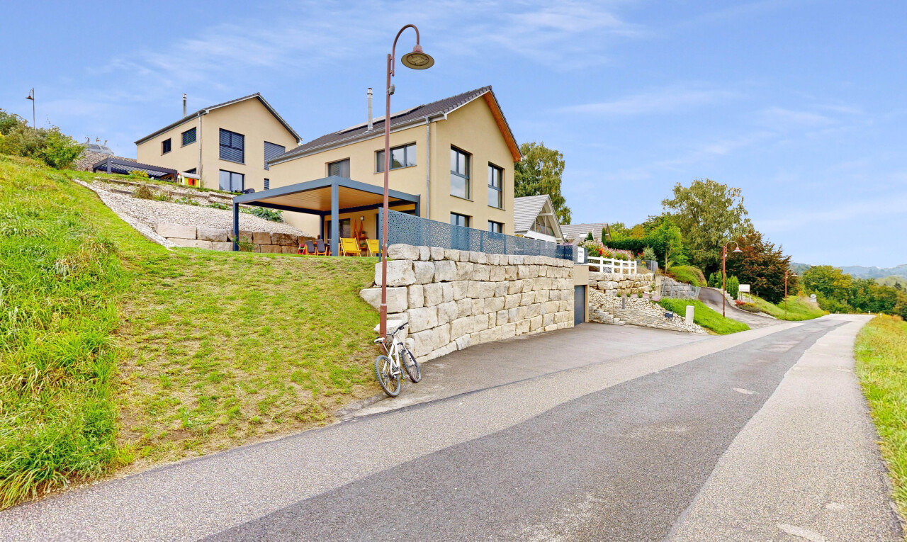 outdoor house with stucco siding