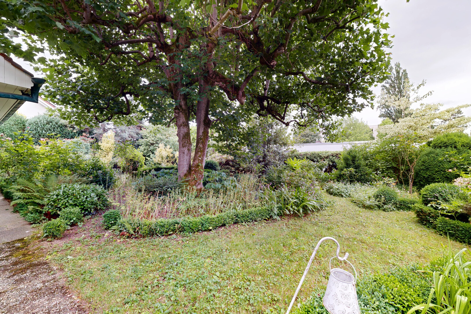 garten mit from property, rasen, und overcast