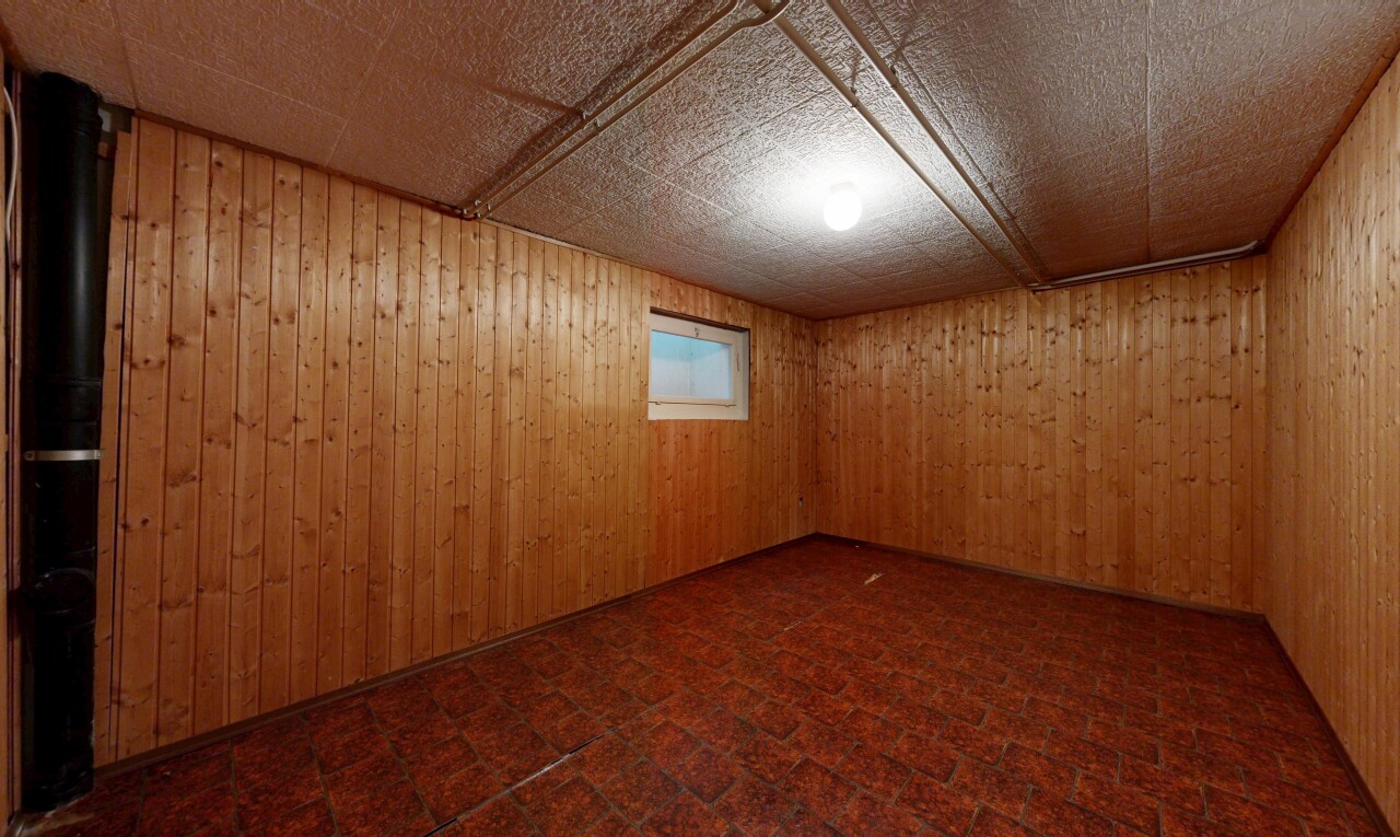 leerer raum mit keller, inside property, holzwand, wood wall, und natürliches licht