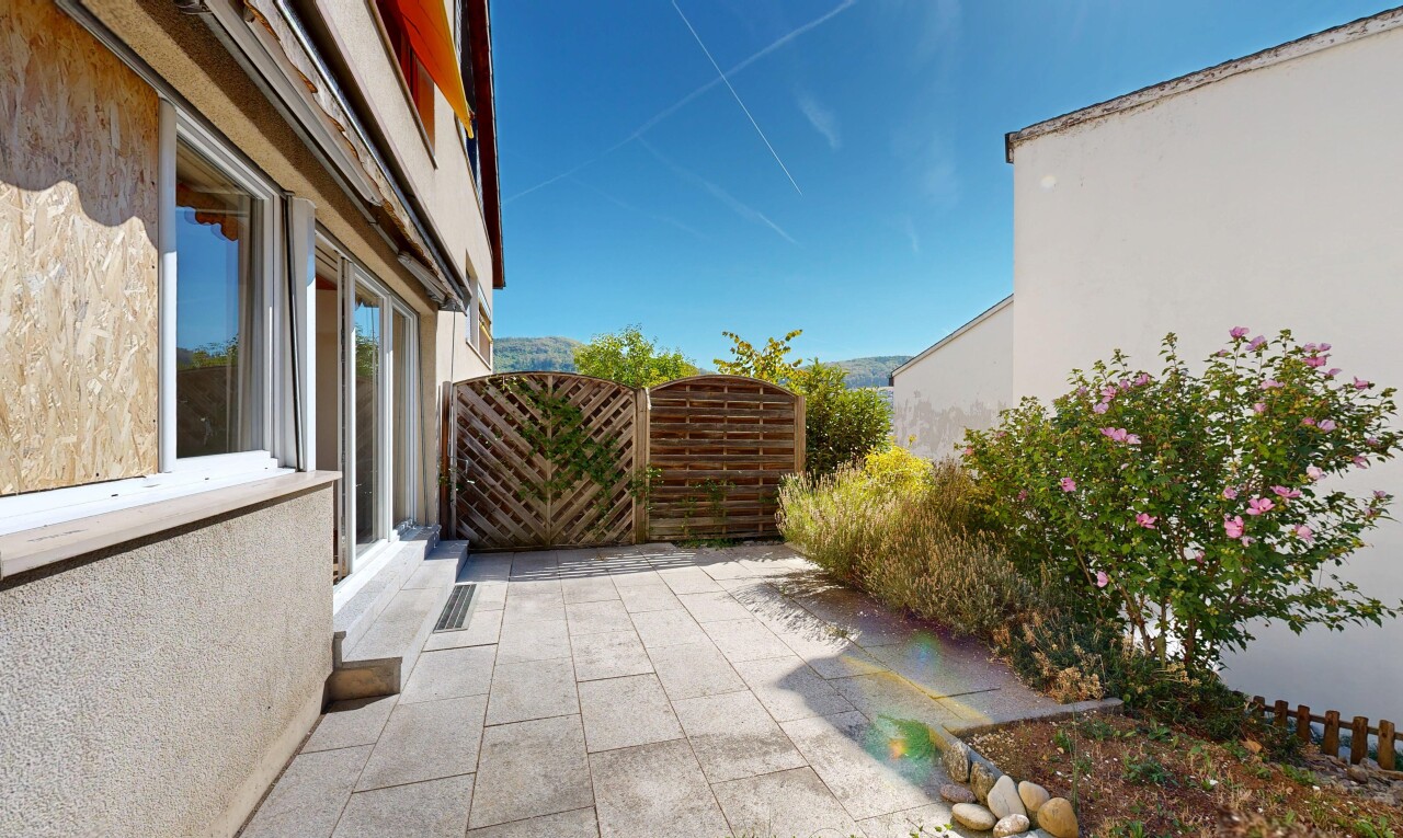 terrasse mit terrasse, from property, day time, und zaun
