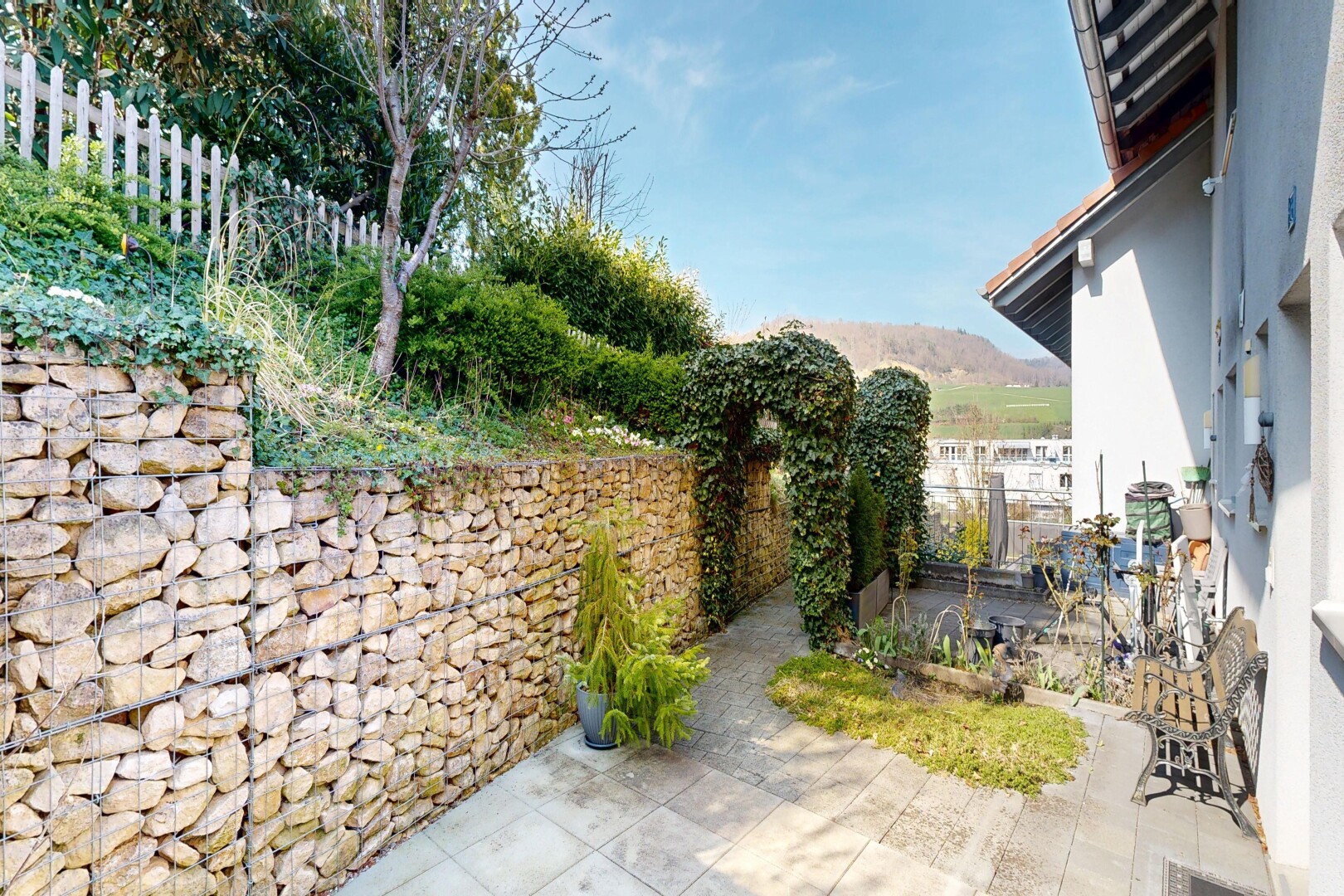 terrasse mit day time, from property, und zaun