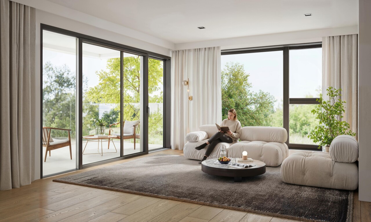 living area with light wood finished floors