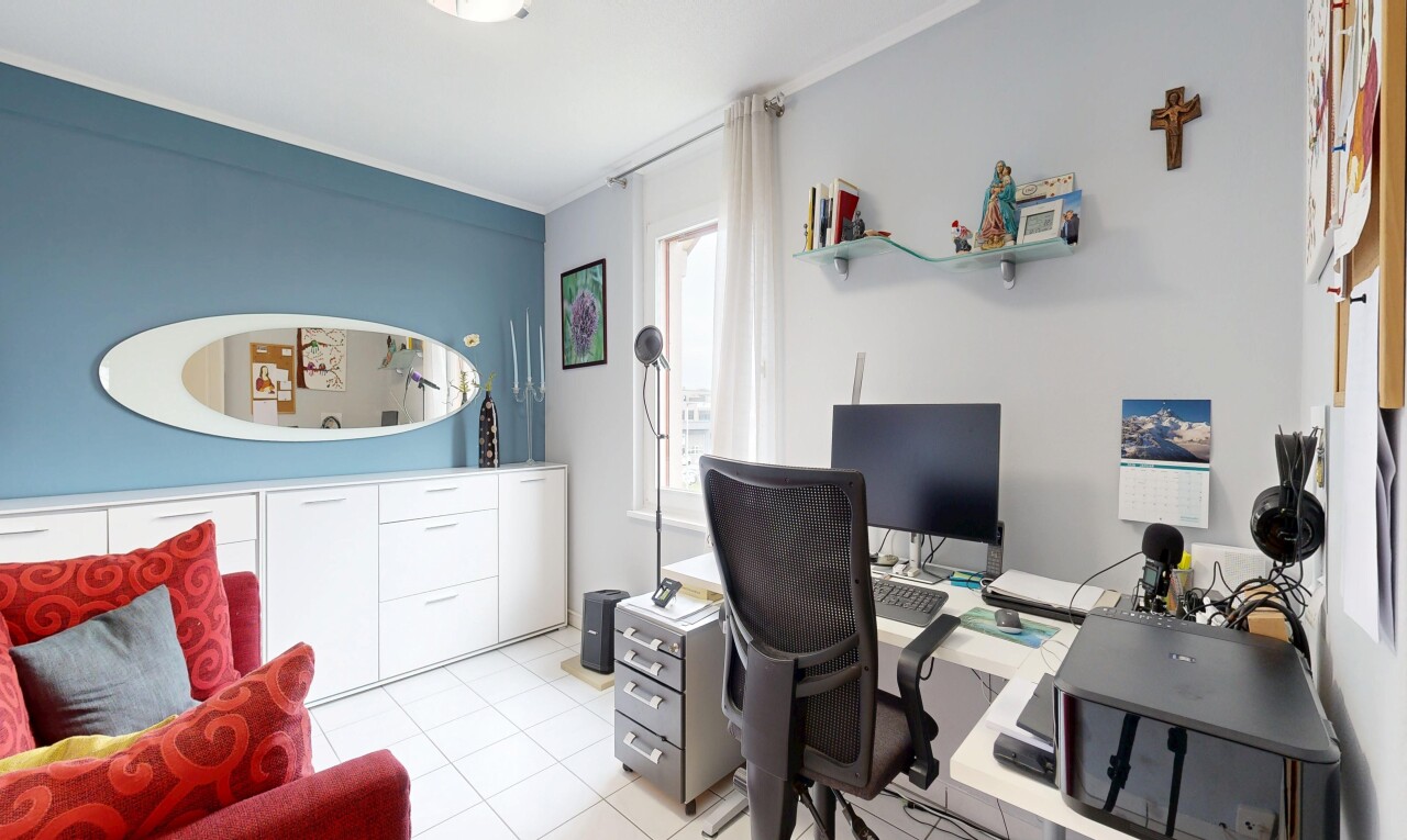 home office featuring light tile patterned floors