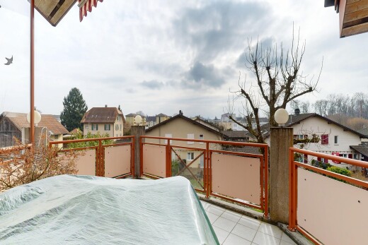 balkon mit from property, wohngebietblick, residential view, balkon, und overcast