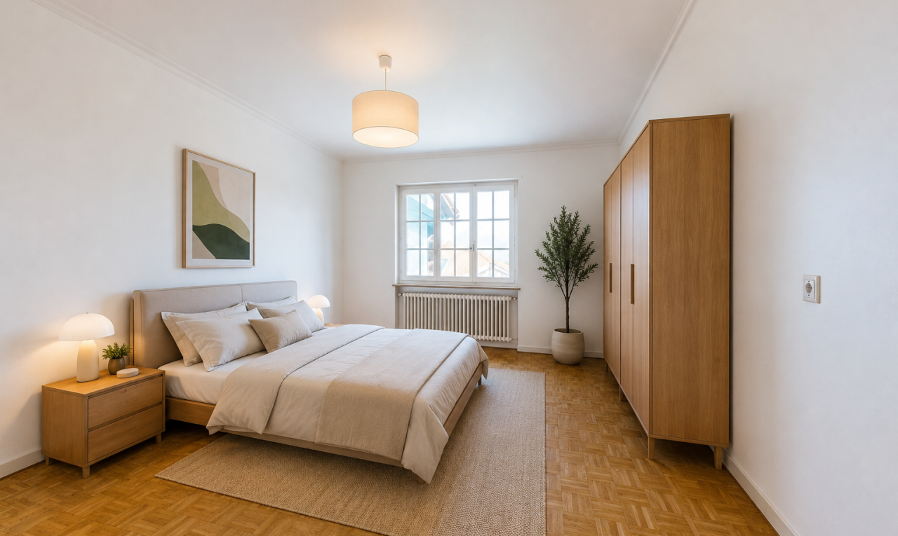 pièce vide avec radiateur, wood finish floor, sol en finition bois, baseboards wall, et plinthes murales