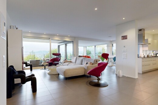 wohnzimmer mit einbauleuchten, inside property, drywall, gipskartonwand, und natürliches licht