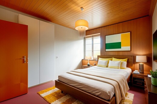 zimmer / schlafzimmer mit natürliches licht und holzdecke