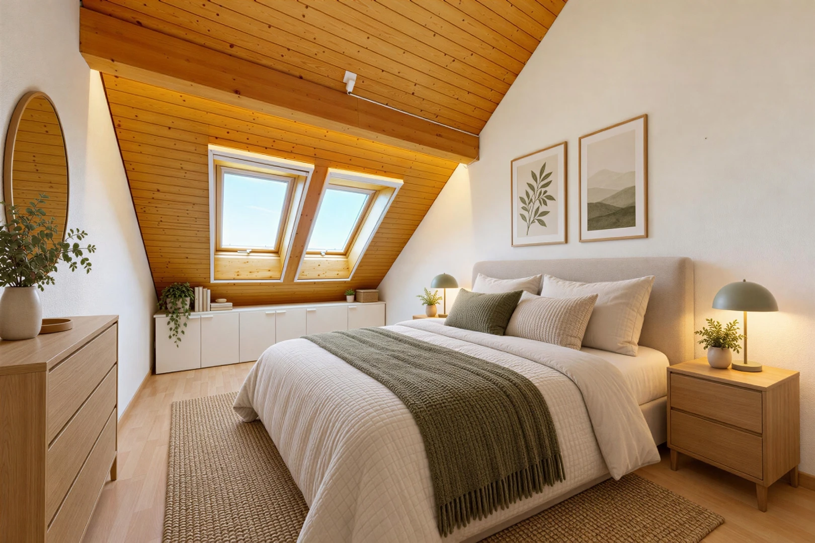 zimmer / schlafzimmer mit holzdecke, wood ceiling, dachschräge, vaulted ceiling, und high end ceiling