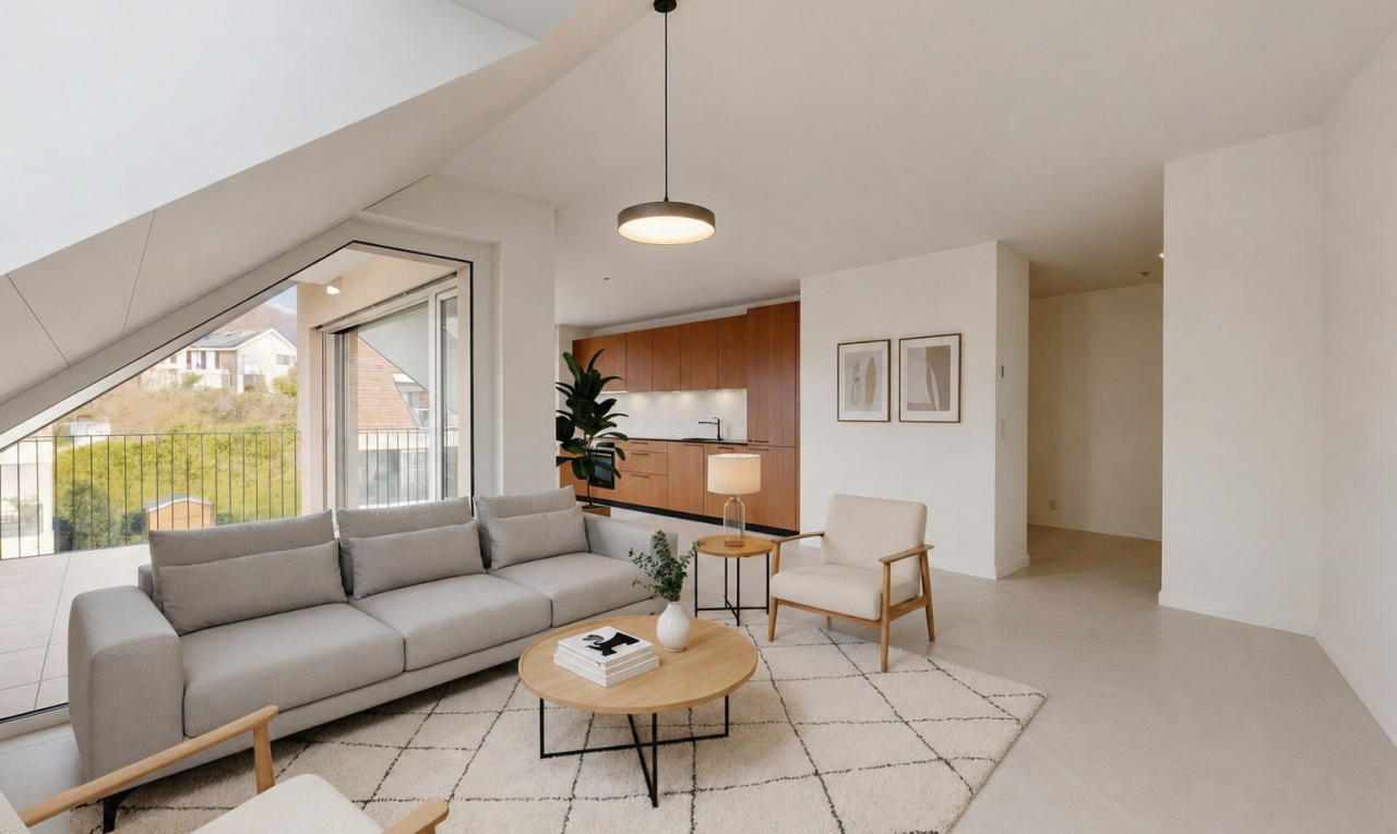 salon / salle à manger avec natural light, lumière naturelle, drywall, cloison sèche, et inside property