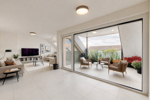 salon avec natural light, lumière naturelle, drywall, cloison sèche, et télévision