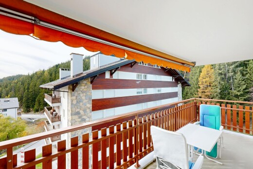 balcon avec balcon, forest view, vue sur la forêt, et overcast