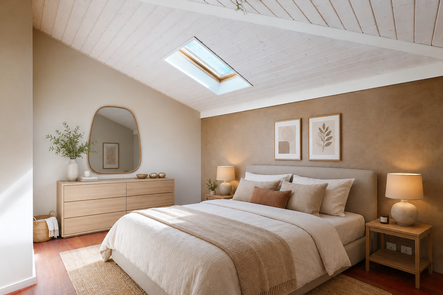 pièce vide avec inside property, wood finish floor, sol en finition bois, vaulted ceiling, et plafond voûté