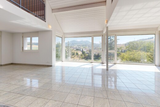 leerer raum mit drywall, gipskartonwand, high ceiling, hohe decke, und vaulted ceiling