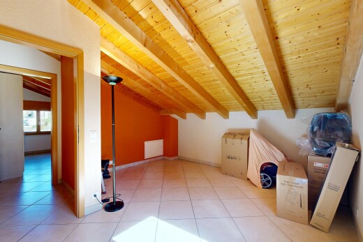 spare room with vaulted ceiling with beams and wooden ceiling