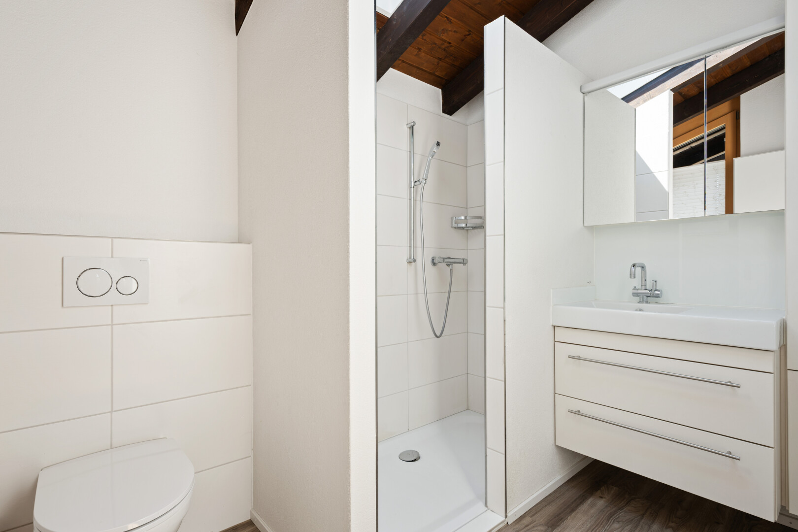 bad mit komplettes badezimmer, dusche, spiegel, schminktisch, und inside property