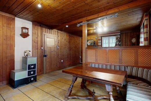 esszimmer mit wood ceiling, holzdecke, wood wall, holzwand, und dated wood wall