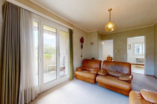 salon avec moquette, carpet, lumière naturelle, natural light, et inside property