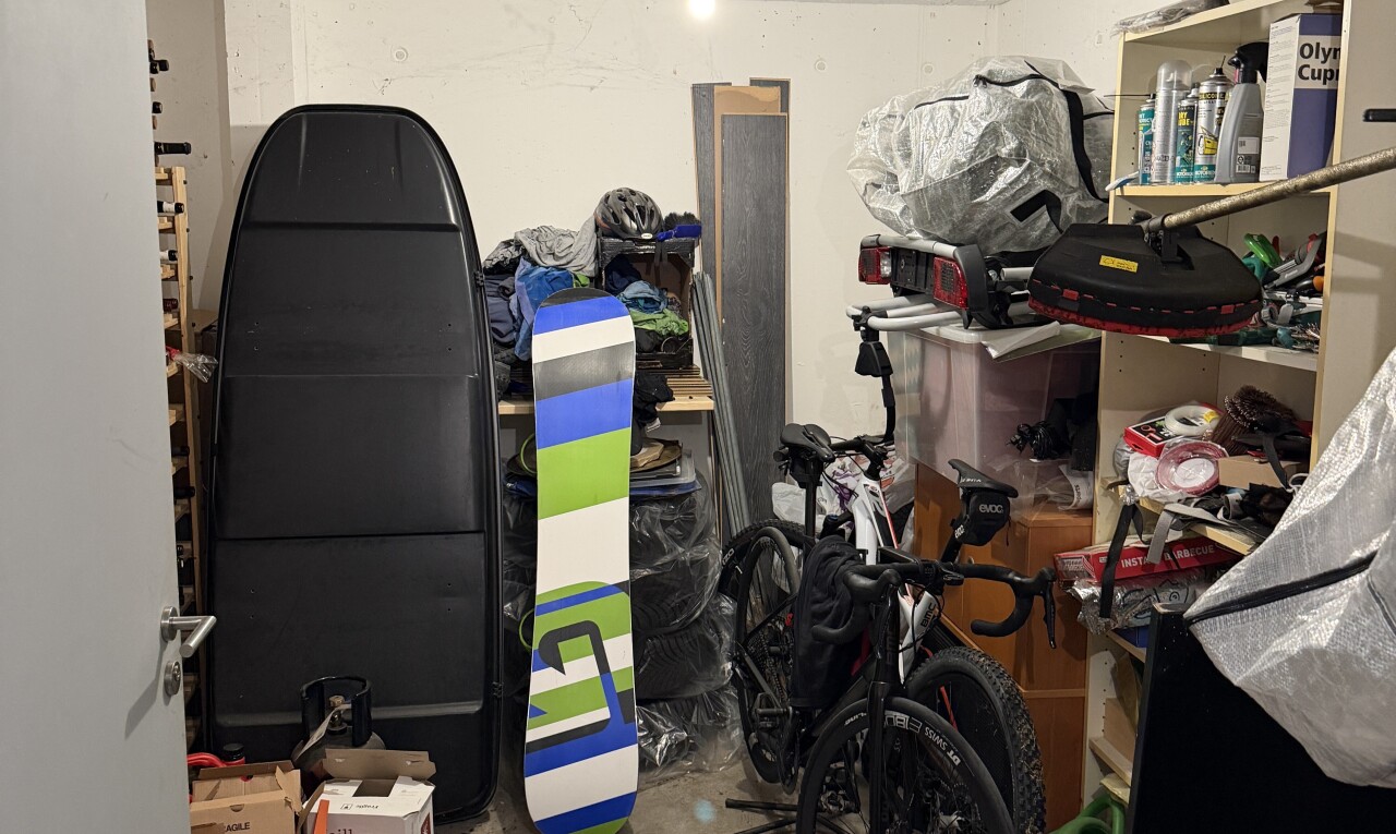 storage room featuring hanging light fixtures