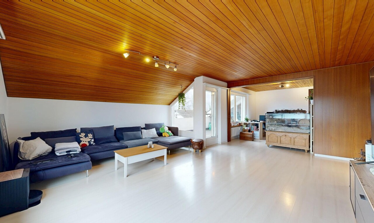 living area featuring wood ceiling, lofted ceiling, light wood finished floors, and track lighting