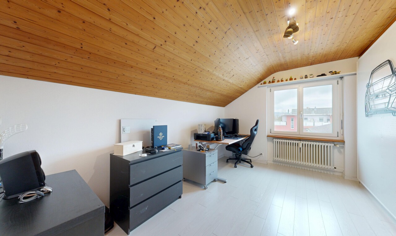 office featuring wood ceiling, radiator, vaulted ceiling, and light wood finished floors