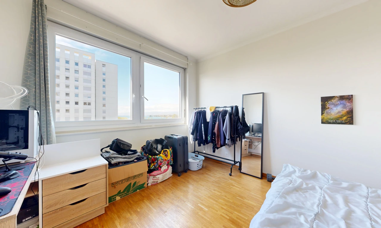 room / bedroom with light wood-type flooring