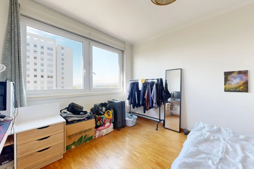 room / bedroom with light wood-type flooring