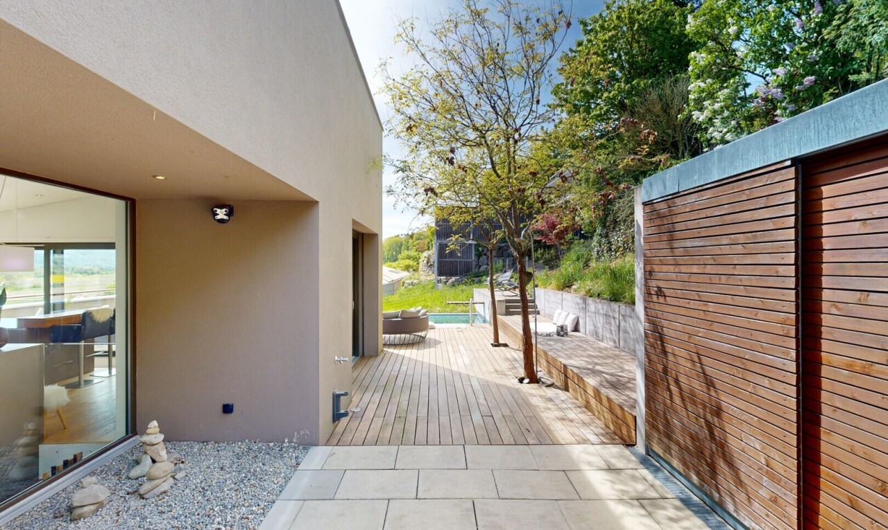 terrasse mit day time, from property, deck, und terrasse