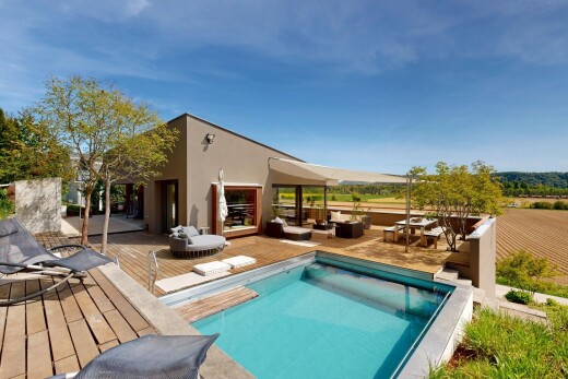 schwimmbad mit day time, from property, deck, schwimmbad, und terrasse