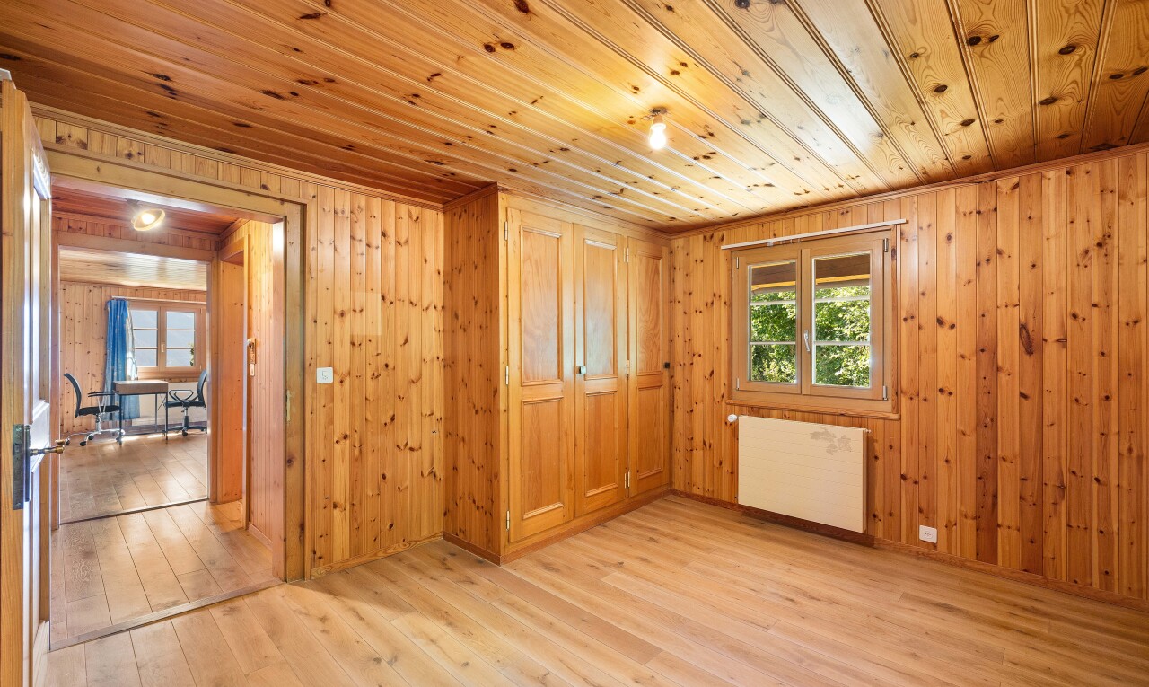 pièce vide avec lumière naturelle, natural light, sol en finition bois, wood finish floor, et radiateur