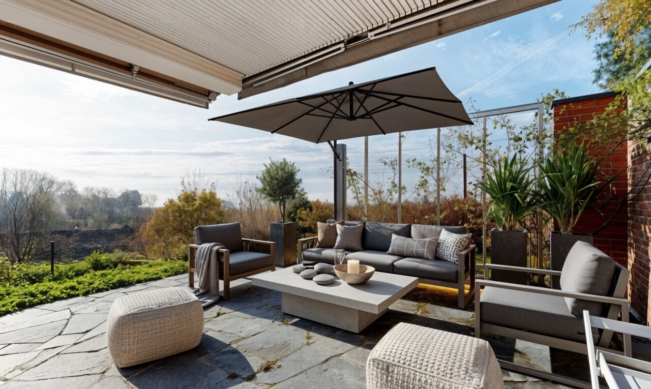terrasse mit from property, terrasse, und wohnraum im freien