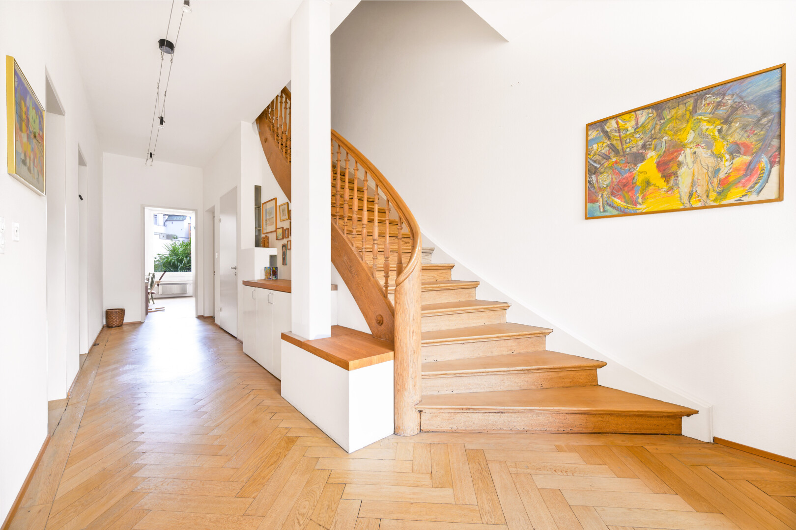 stairway with baseboards