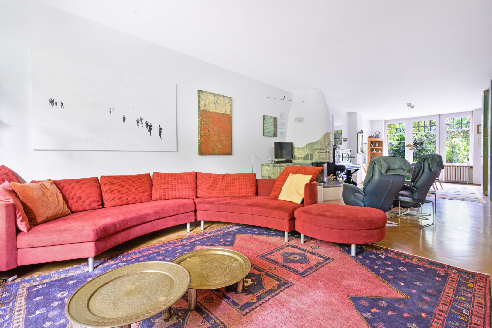 living area with radiator heating unit