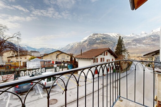 balcony with a mountain view