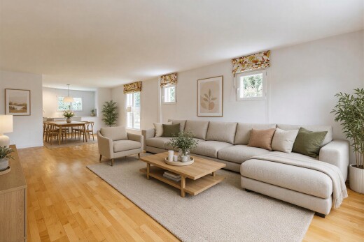wohn- / esszimmer mit inside property, natürliches licht, natural light, holzfußboden, und wood finish floor