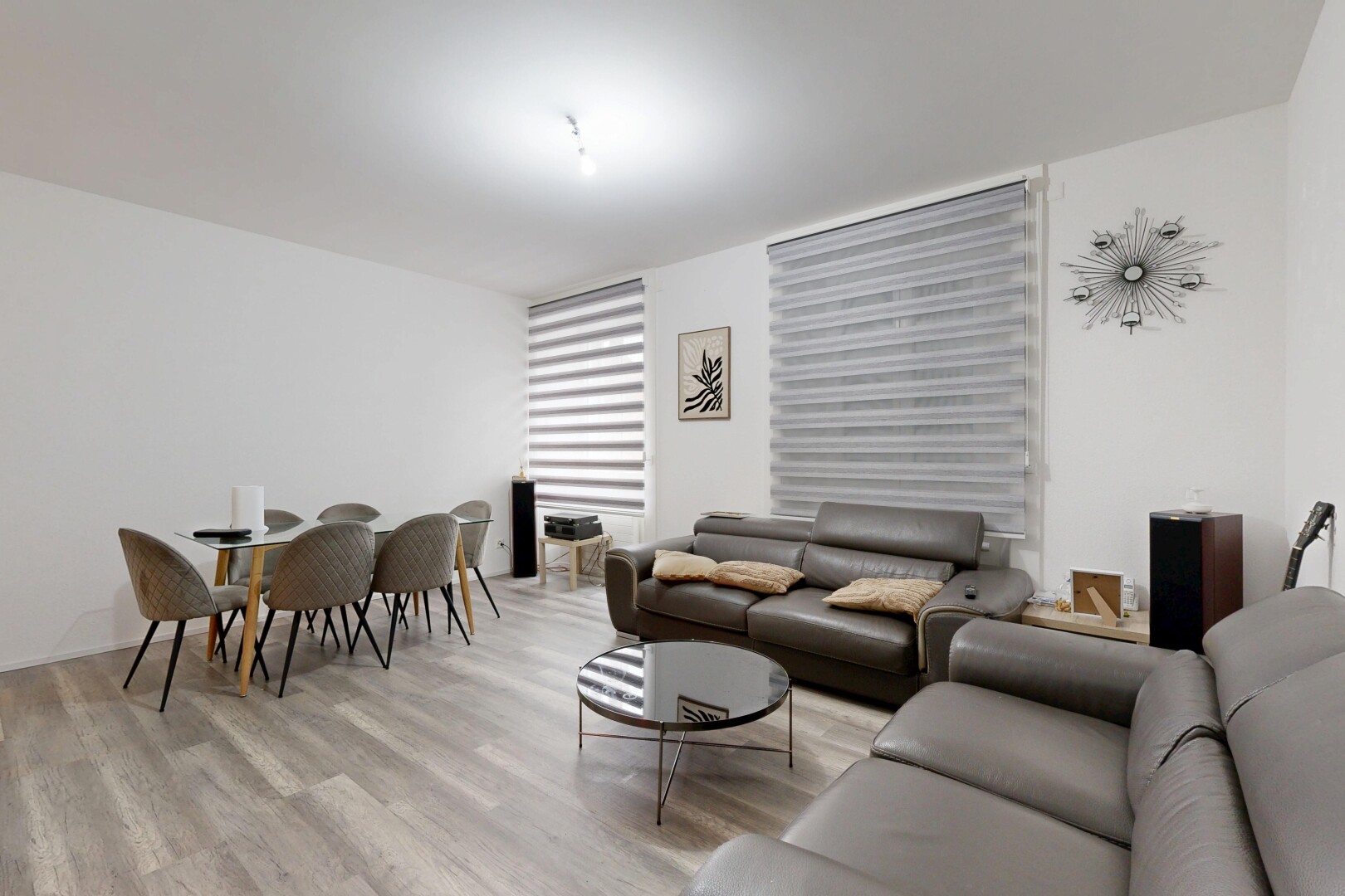 living / dining area with wood finished floors
