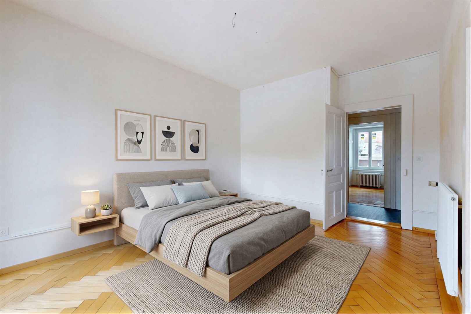 spare room featuring radiator and radiator heating unit