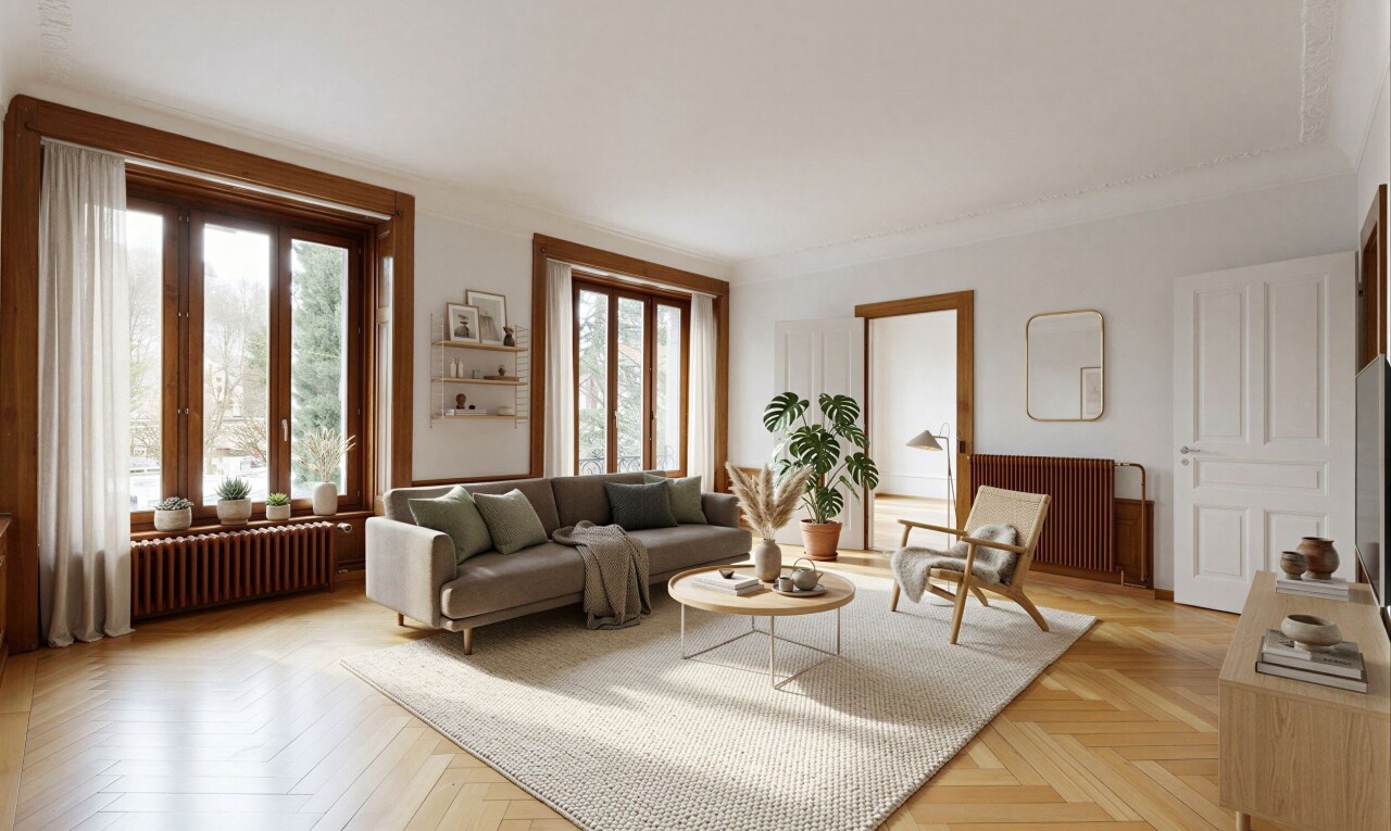 unfurnished room featuring radiator heating unit and wainscoting