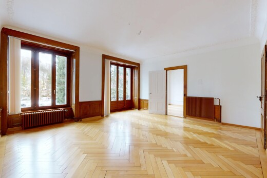 pièce vide avec parquet floor, radiateur, lumière naturelle, natural light, et cloison sèche