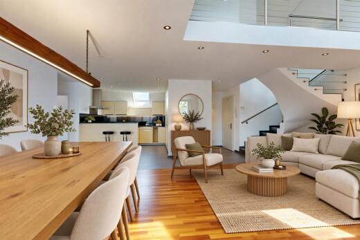 living area featuring recessed lighting and light wood-type flooring