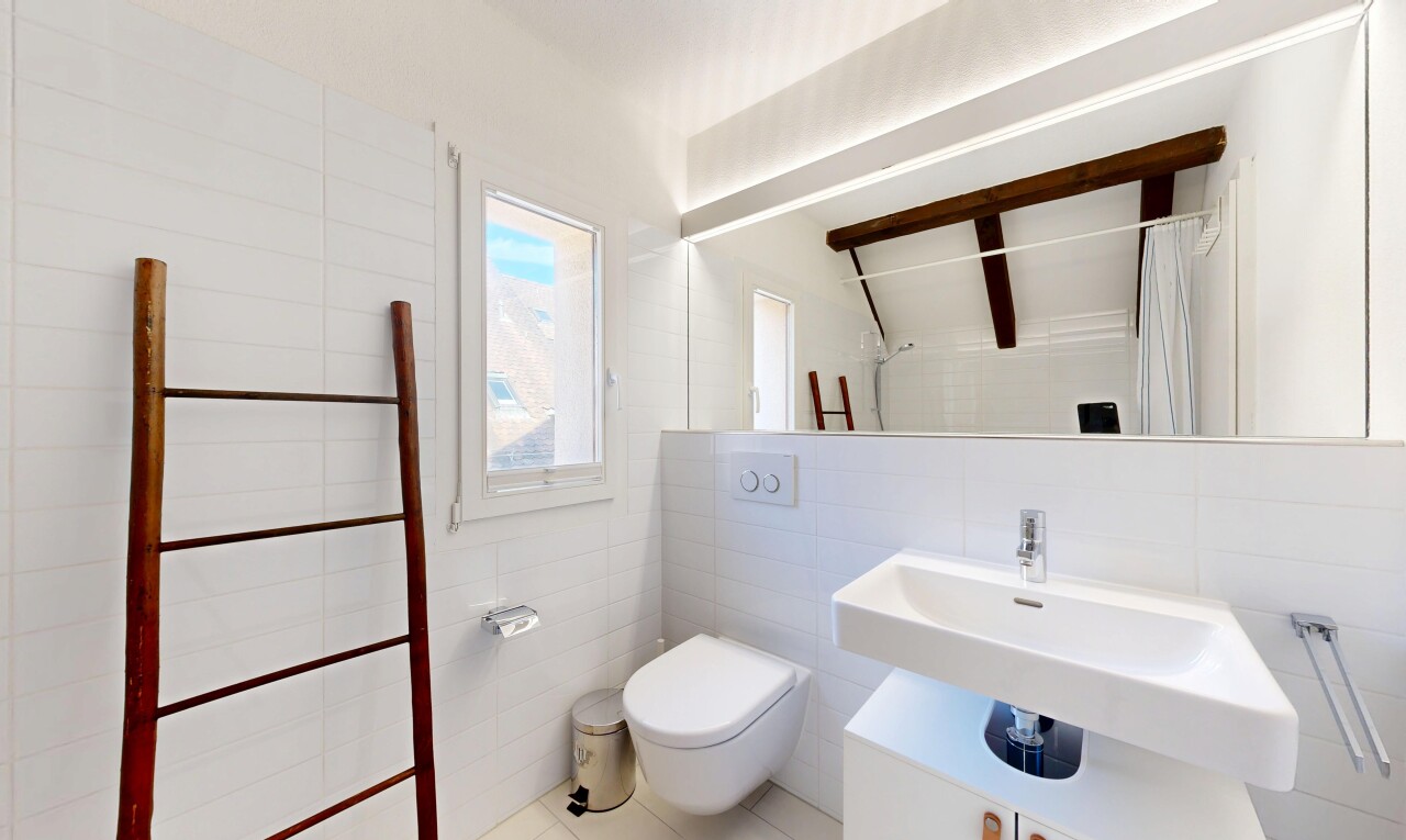 bad mit inside property, komplettes badezimmer, natürliches licht, natural light, und fliesenwand