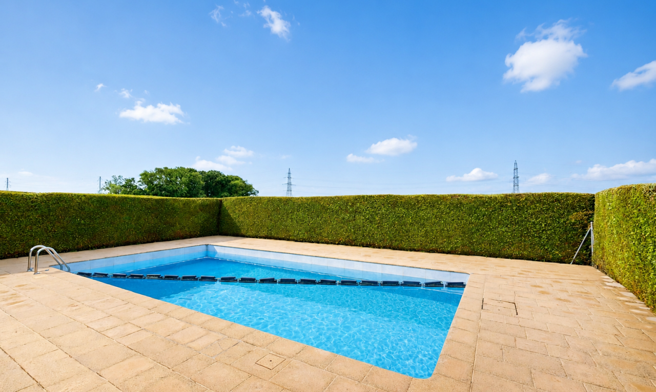 view of swimming pool with a fenced backyard and patio surround