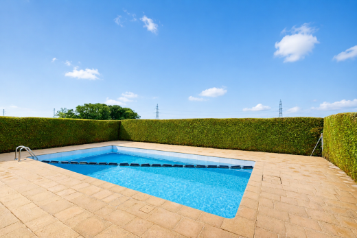 view of swimming pool with a fenced backyard and patio surround