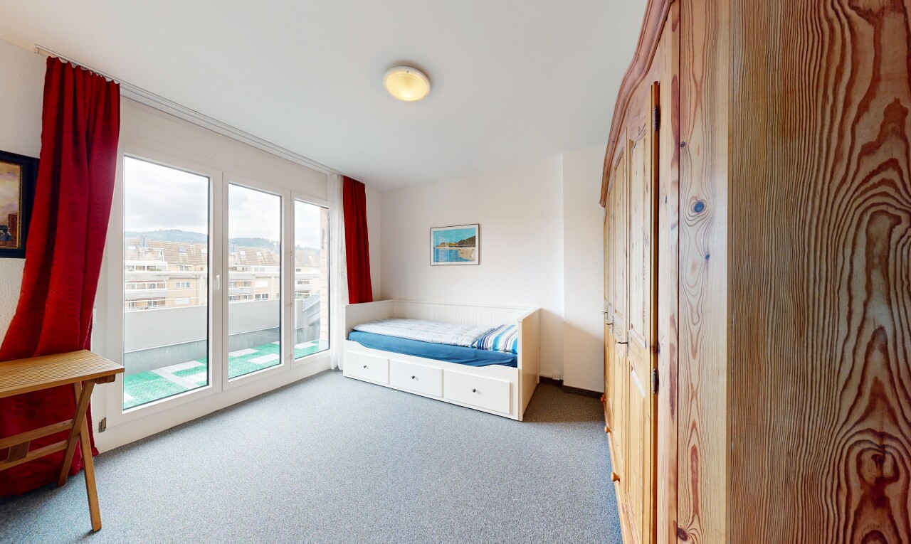 zimmer / schlafzimmer mit teppich, carpet, inside property, gipskartonwand, und drywall