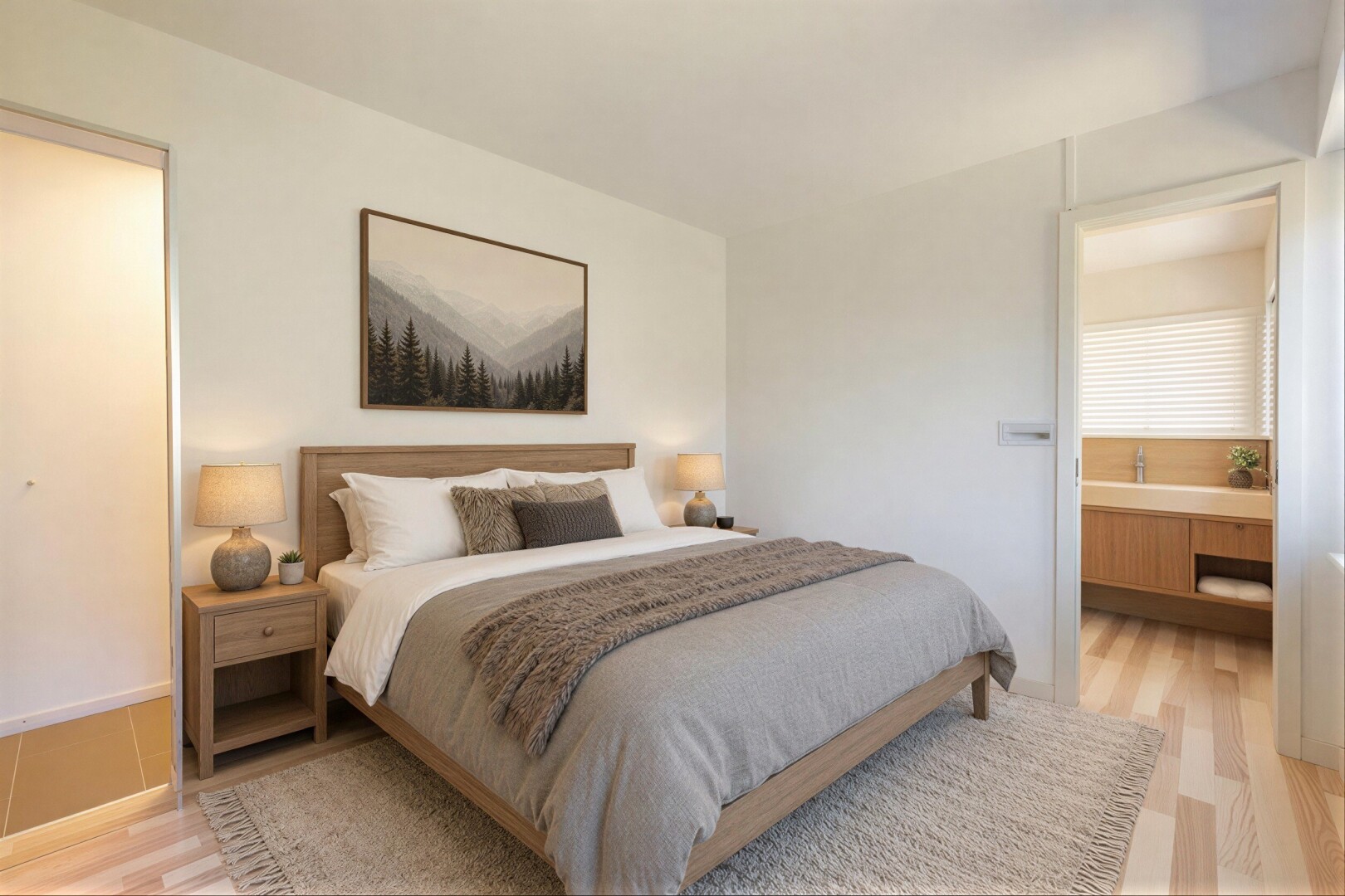 chambre avec light floor, cloison sèche, drywall, inside property, et sol en finition bois
