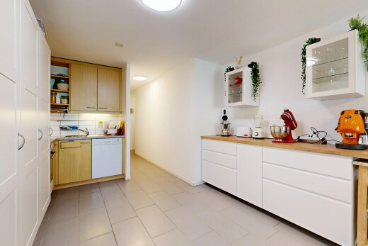 cuisine avec open shelves, étagères ouvertes, light countertops, dosseret, et backsplash