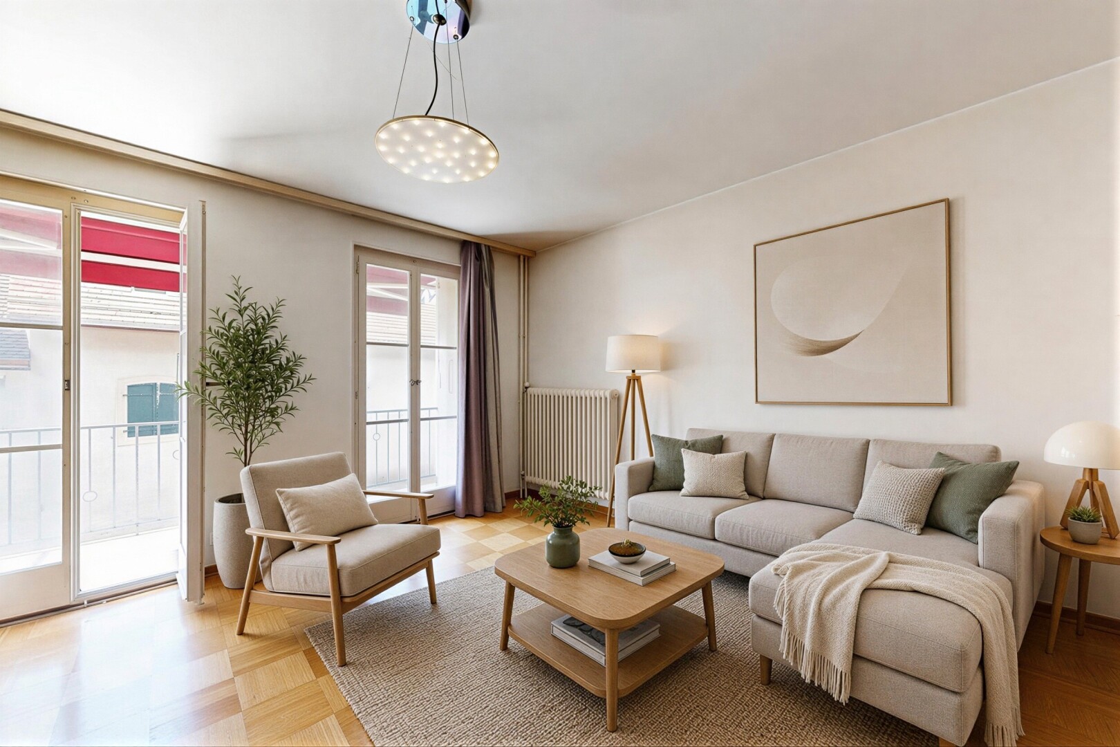 salon avec inside property, cloison sèche, drywall, lumière naturelle, et natural light