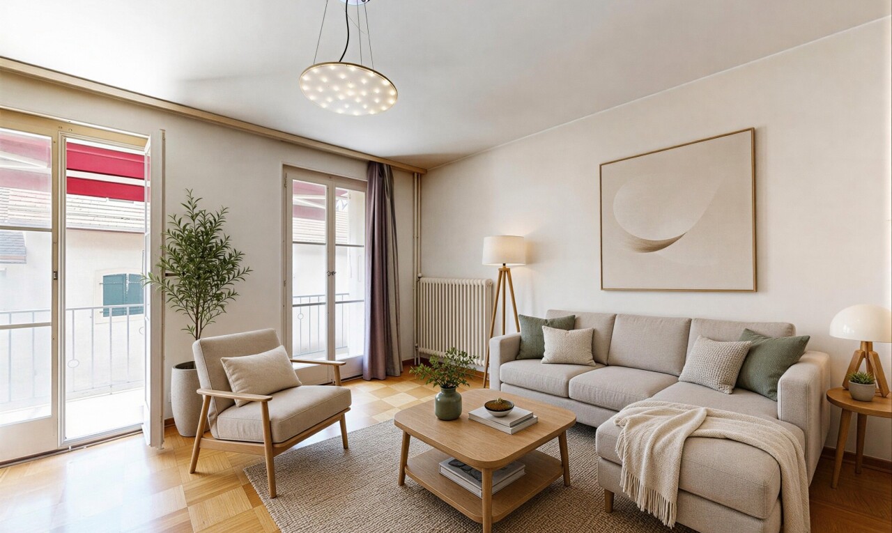 salon avec inside property, cloison sèche, drywall, lumière naturelle, et natural light
