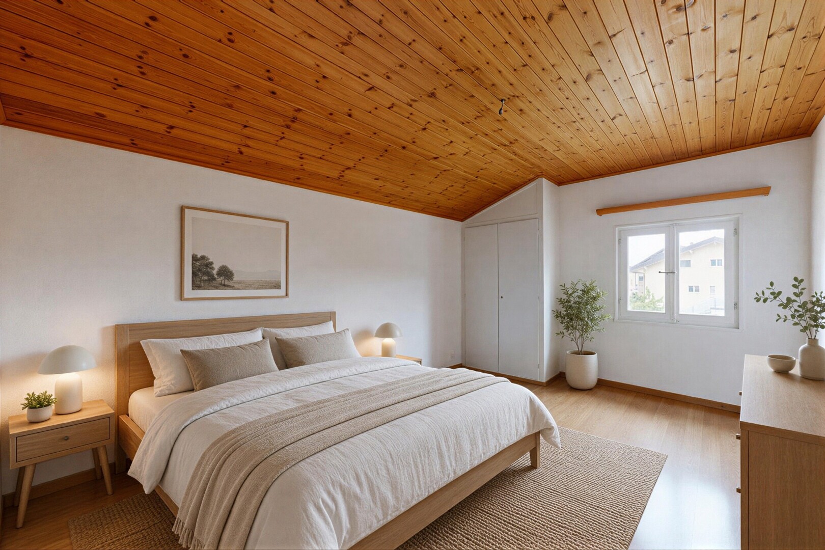 unfurnished room with a vaulted wood ceiling and light wood-style floors