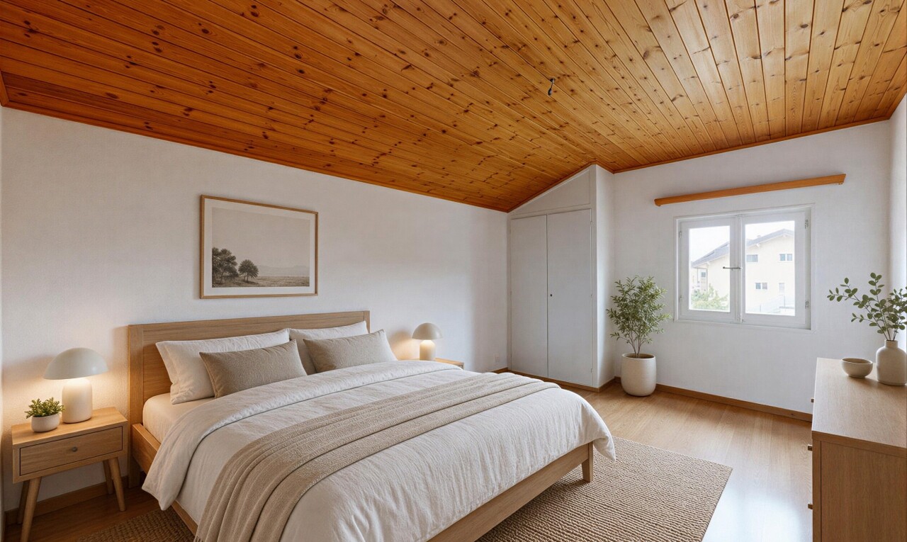 unfurnished room with a vaulted wood ceiling and light wood-style floors