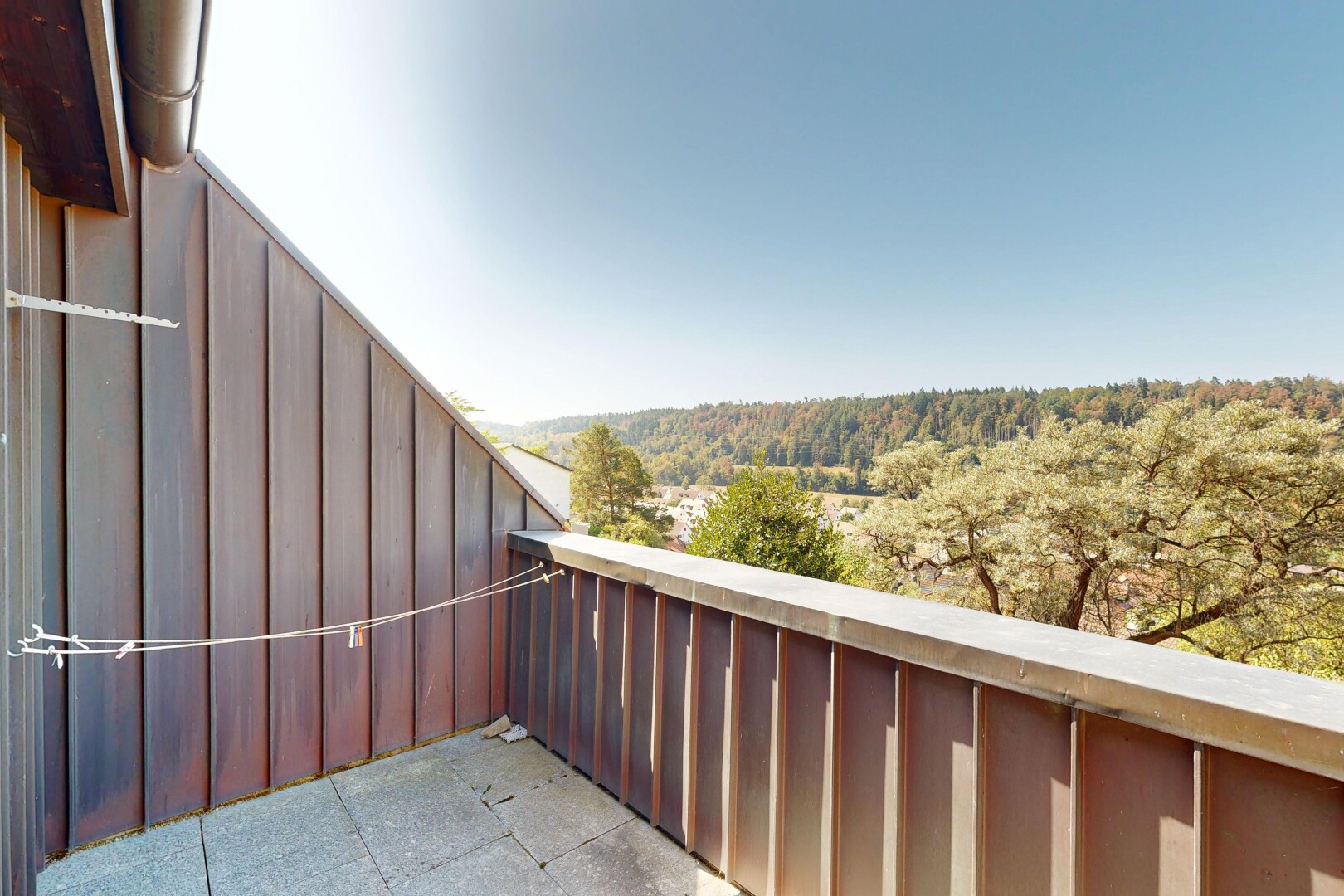 balkon mit view focus, from property, day time, balkon, und forest view